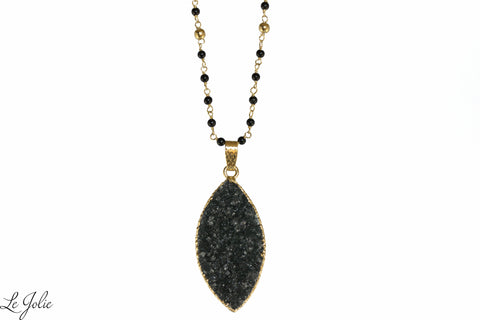 18" Onxy Black Drusy Necklace