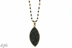 18" Onxy Black Drusy Necklace